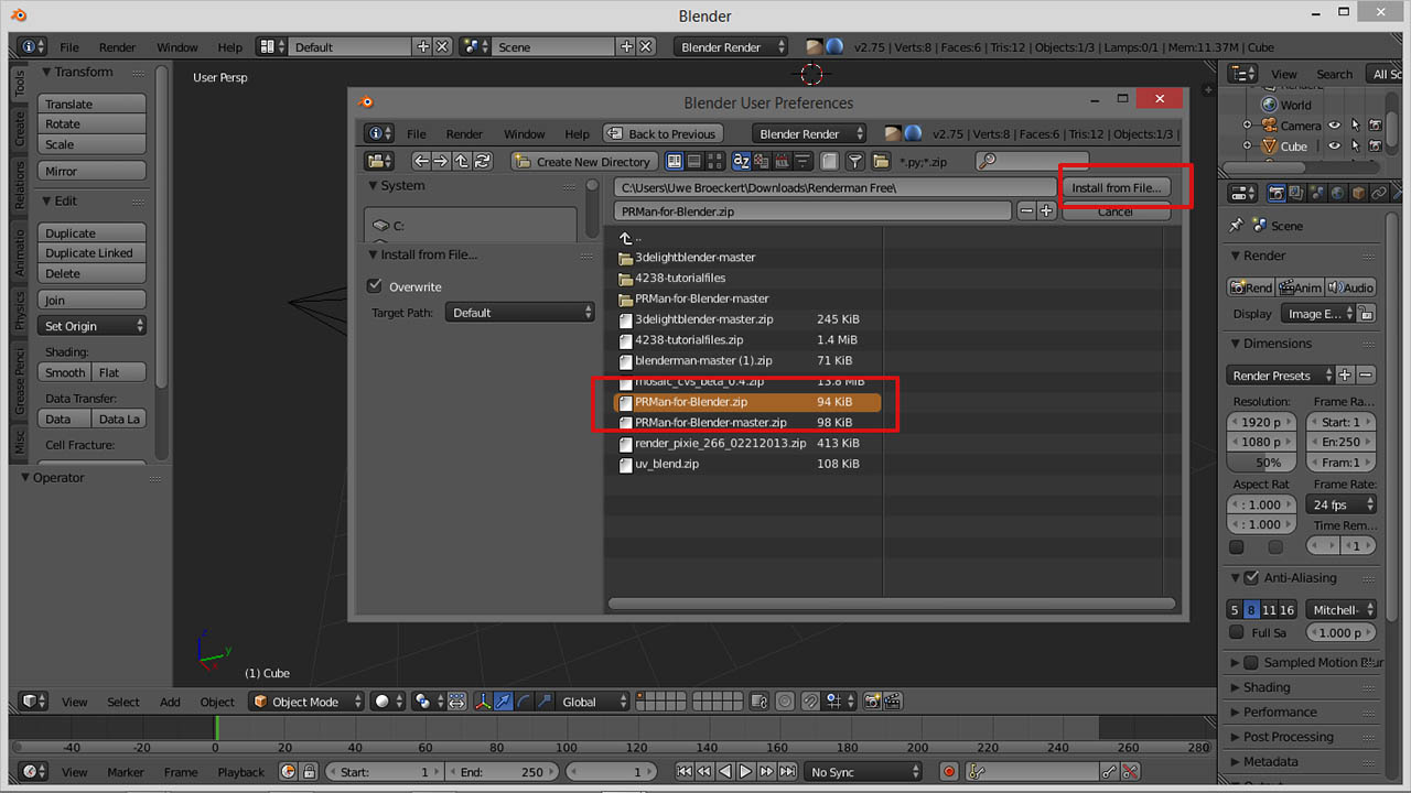 Blender Zip Addon Folder