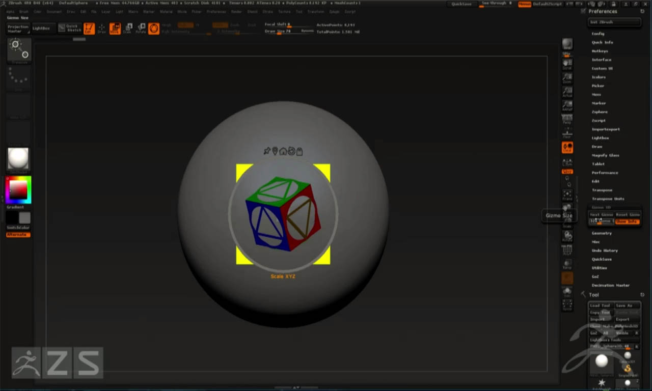 zbrush 4r8 gizmo orientation