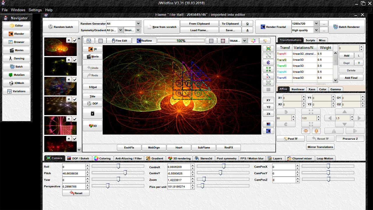 JWildfire 3.31 Oberfläche