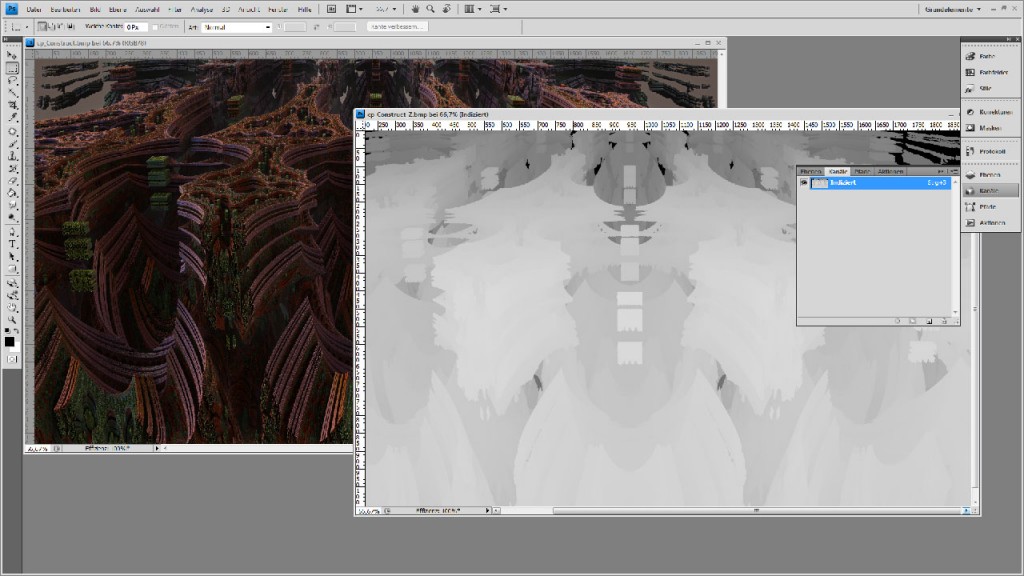 Farb- und Z-Buffer Bild in Photoshop geöffnet