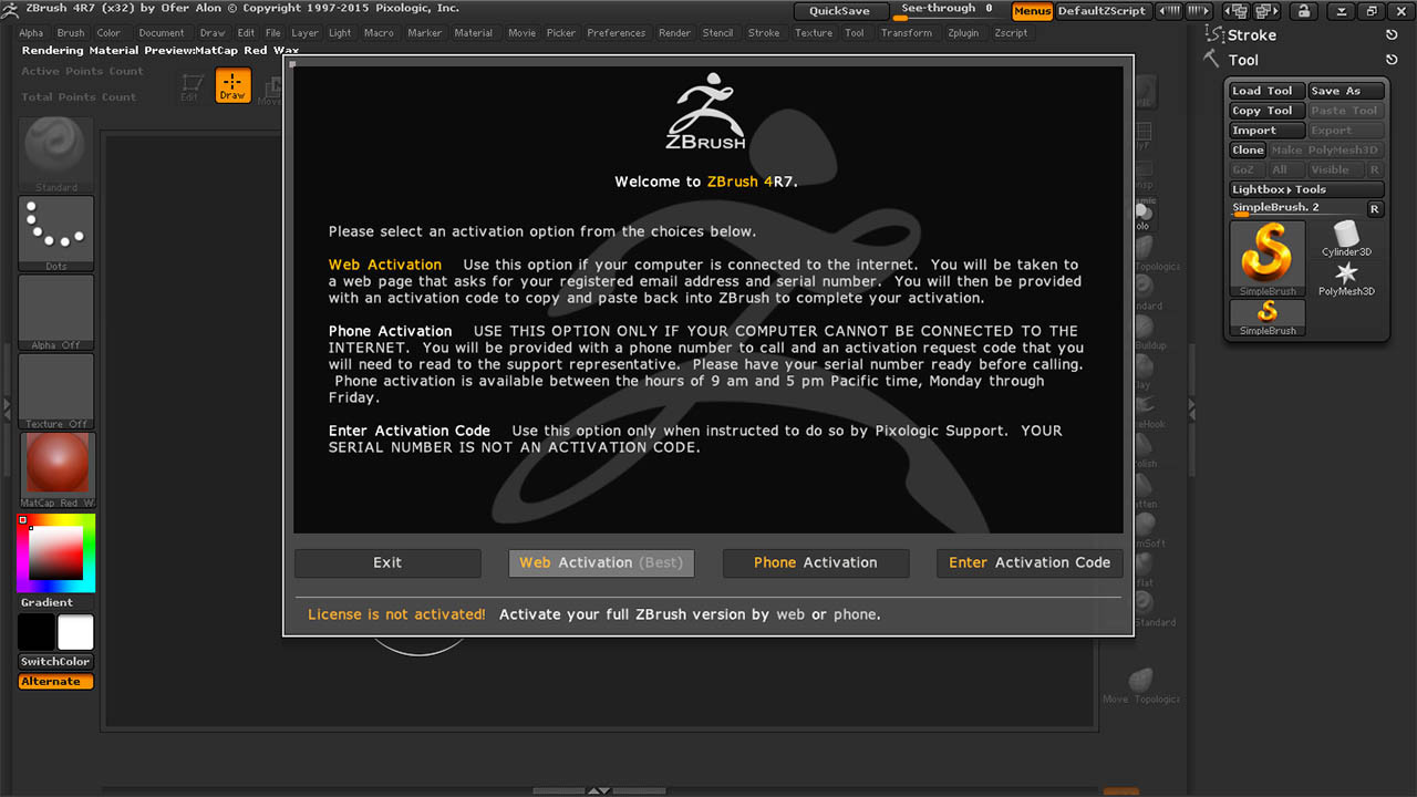 ZBrush Web Activation