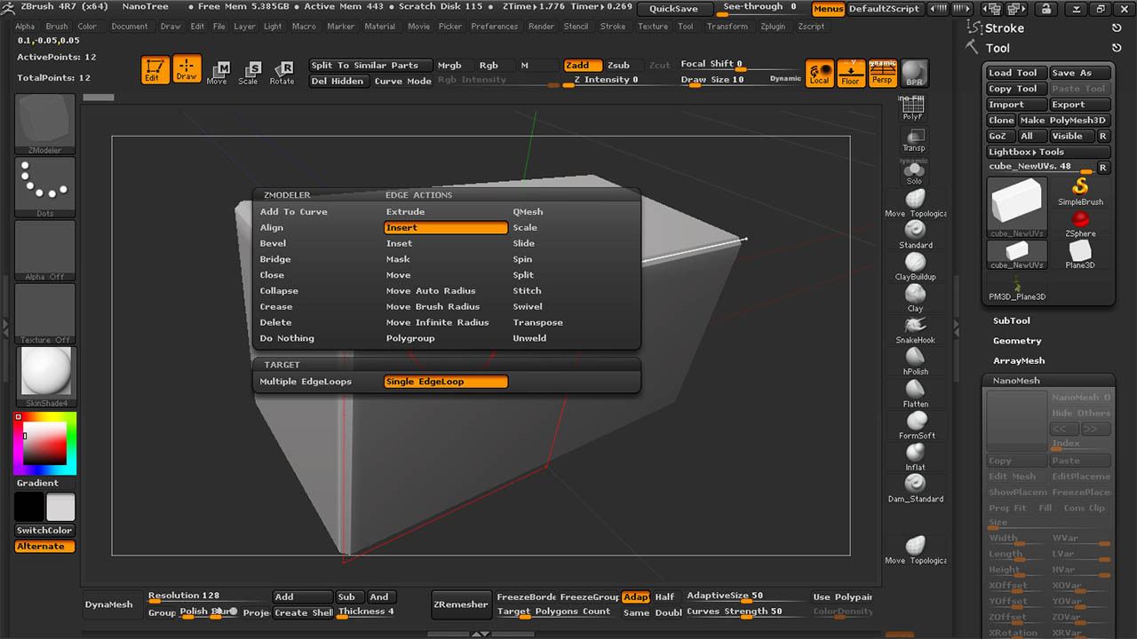 ZModeler Brush Edge Action