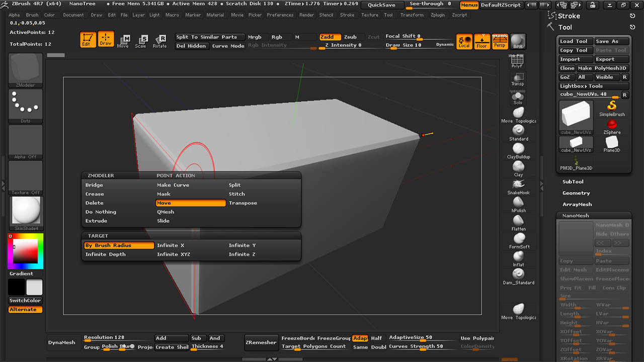 ZModeler Brush Point Action