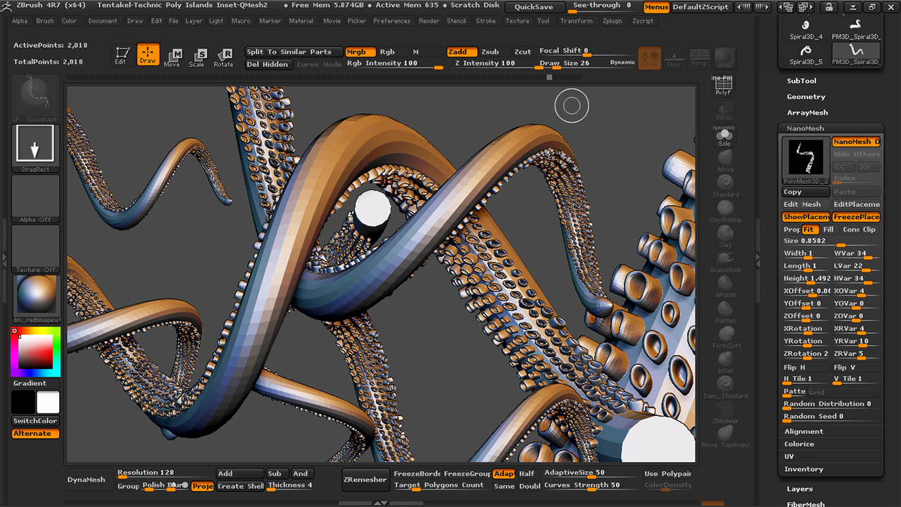 Pixologic ZBrush Tentakel mit NanoMesh