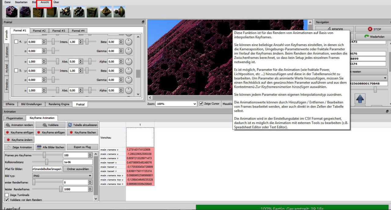 Mandelbulber V2 Screenshot 7 Keyframe Animation