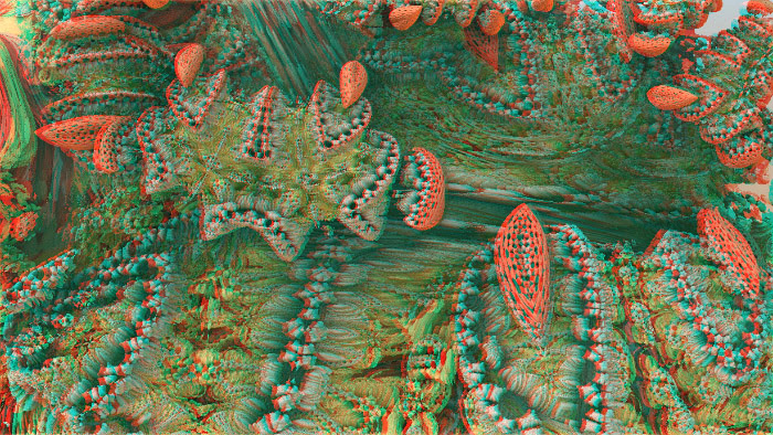 Red/Cyan Stereoscopic CGI Mandelbulb 3d Coral