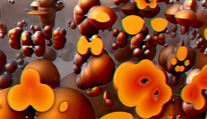 Red/Cyan Stereoscopic CGI Mandelbulb 3d float