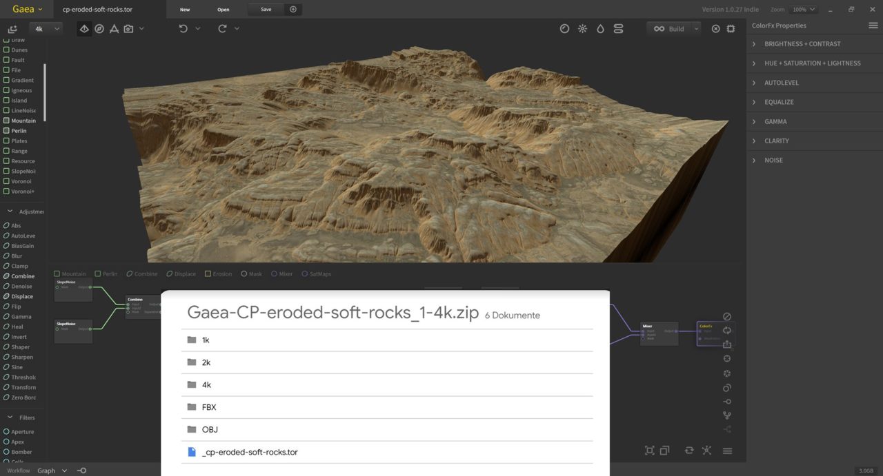 Quadspinner Gaea-eroded-soft-rocks