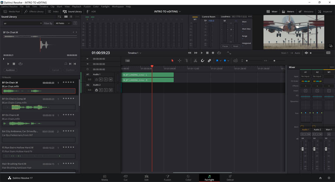 Blackmagic Design Davinci Resolve 17.3 Fairlight Audio Bearbeitung