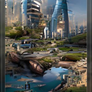 3d Game environment futuristic landscape and buildings13