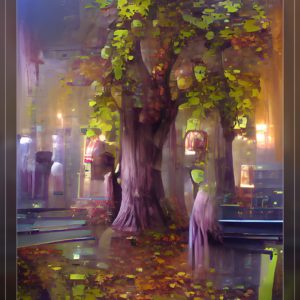 Old Linden Trees looking in a mirror behind