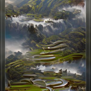 water filled rice terraces mirror decent clouds on water trees mist and clouds9